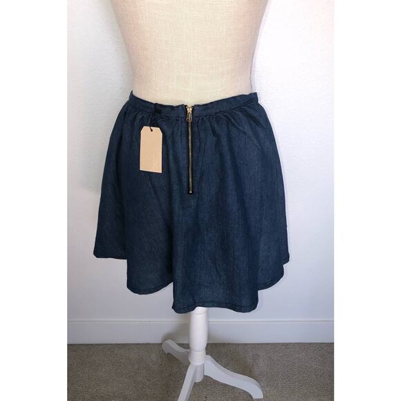 Uniq Mini Chambray Skater Skirt - S - Picture 3 of 4